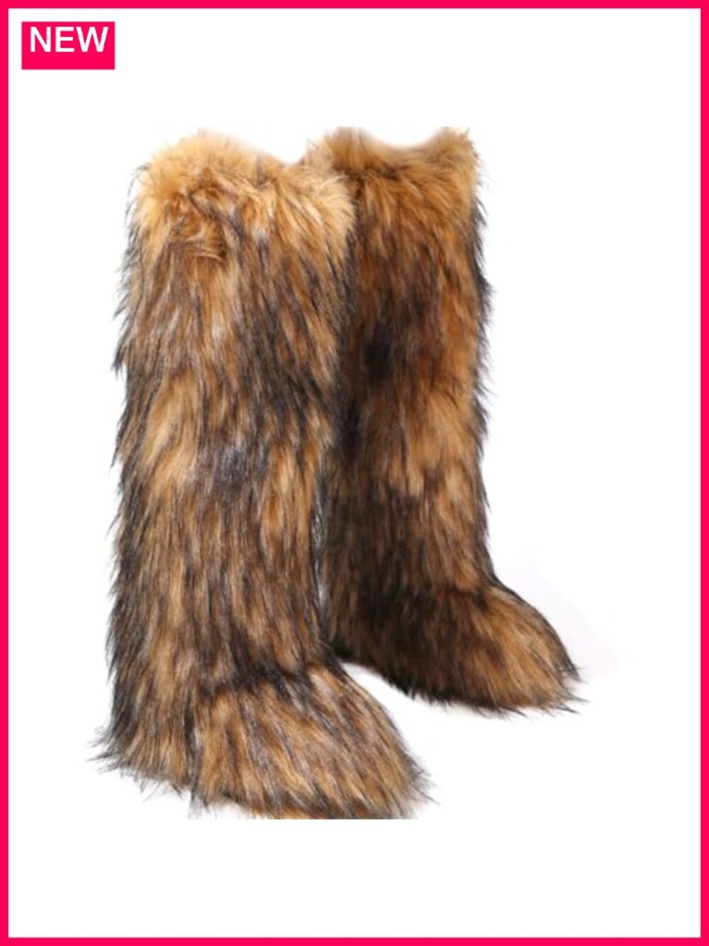 Faux Fur Knee-High Winter Snow Boots for Women Fluffy Furry Cozy Warm